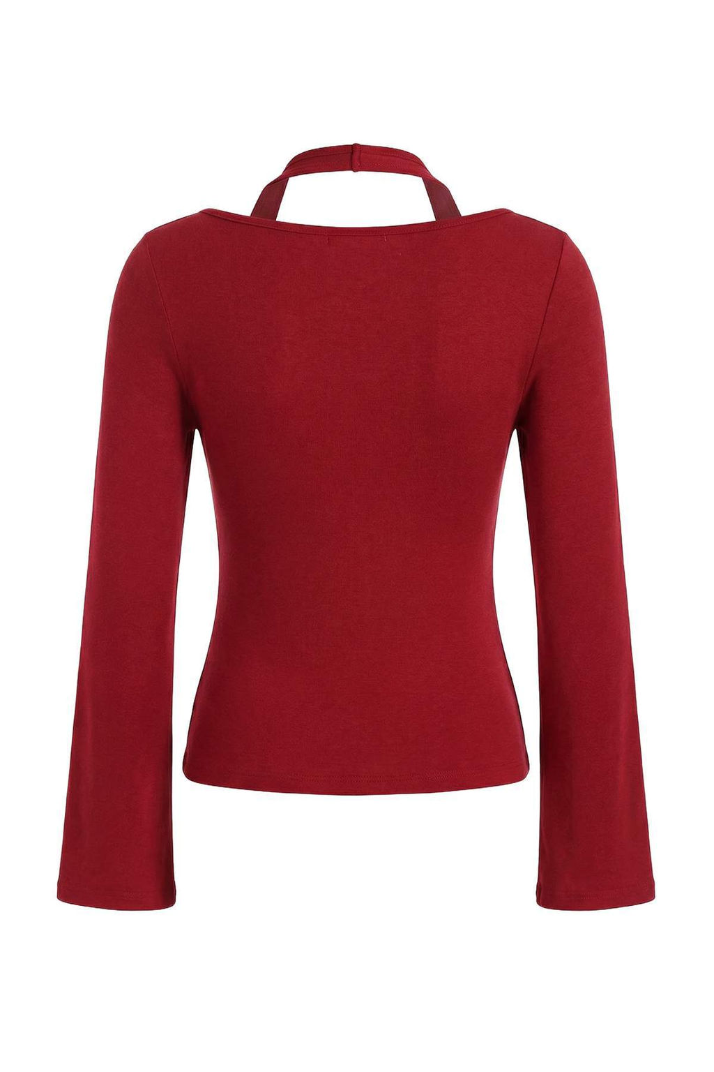 K?rm?z? Fitted/Vucuda Oturan Kay?k Yaka Aksesuar Detayl? Pamuk Ribana Orme Bluz TWOSS26BZ00222