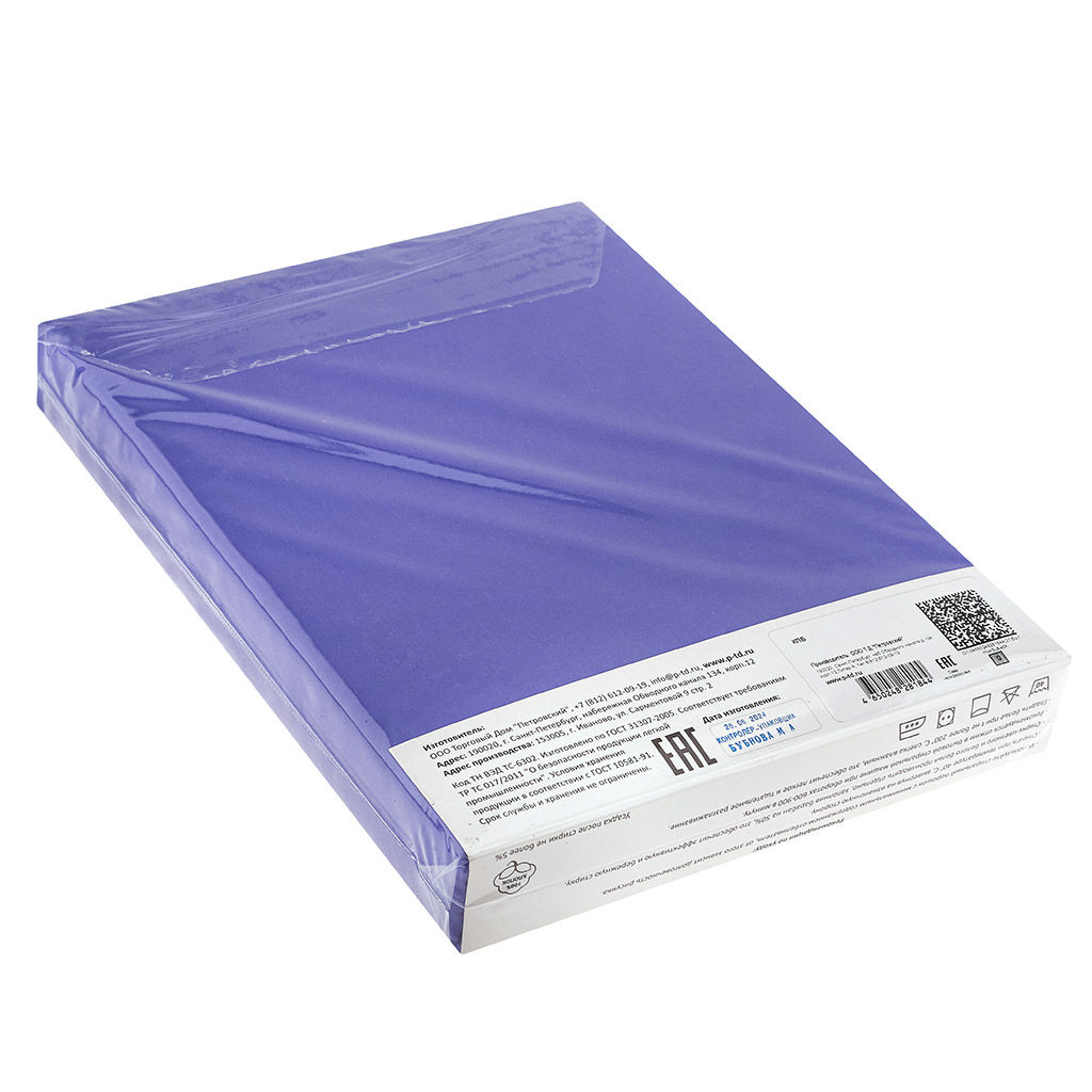 Постельное белье, комплект 2-х спальный "Ночная фиалка", 4 предмета: пододеяльник на пуговицах 175х215см, евро-простыня 220х240см, 2 наволочки 70х70см с клапаном-запахом, сатин 135г/м2, хлопок 100%, упаковка "классическая" ПВХ 32х41см, "Домашняя мода