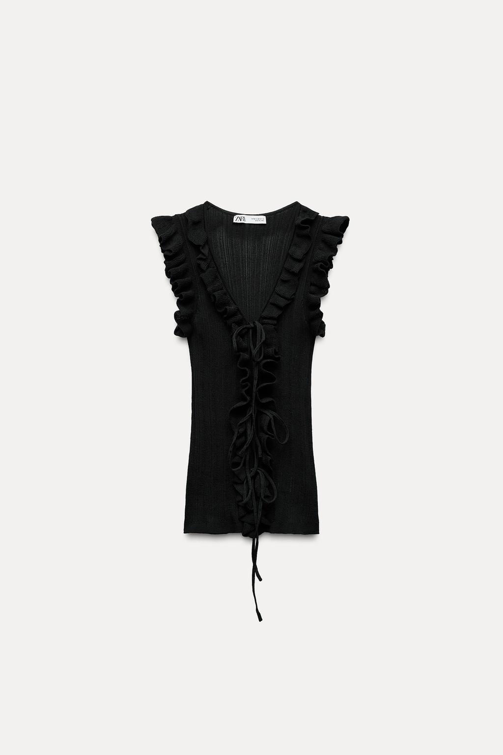 KNIT TOP WITH RUFFLES AND TIES - Zara фото 2