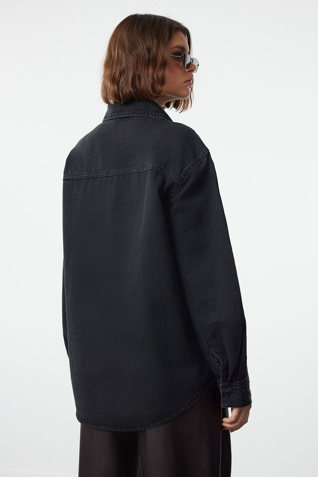 TRENDYOLMILLA Siyah Dantel Detayl? Denim Gomlek TWOAW25GO00080  фото 5