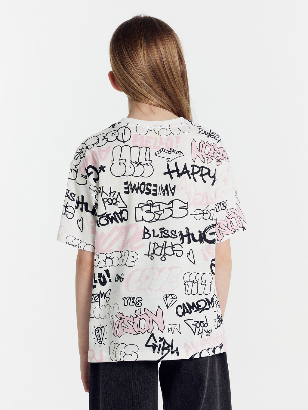 Футболка для девочек белая с принтом граффити - Mark formelle фото 4