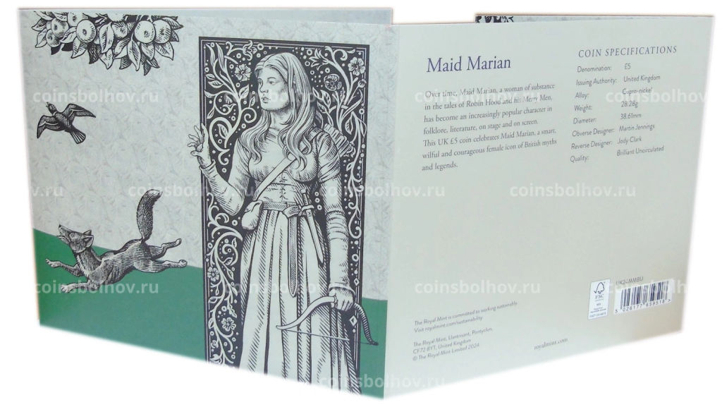 5 фунтов 2024 года Великобритания Мифы и Легенды Дева Мариан (в блистере)