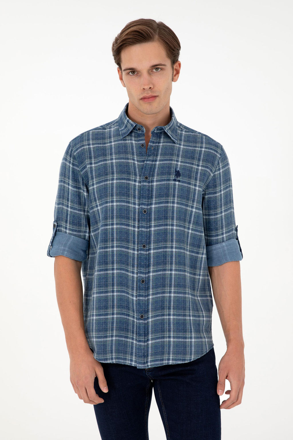 Мужская темно-синяя рубашка с длинным рукавом Неожиданная скидка в корзине - U.s. polo assn фото 3