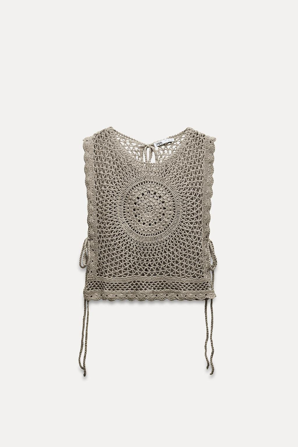 KNIT CROCHET TOP WITH TIES - Zara фото 6