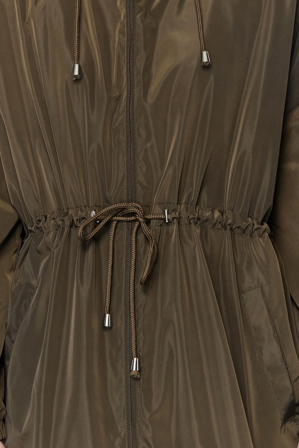 Haki Oversize Kapusonlu Su Gecirmez Yagmurluk Mont TWOAW24MO00160