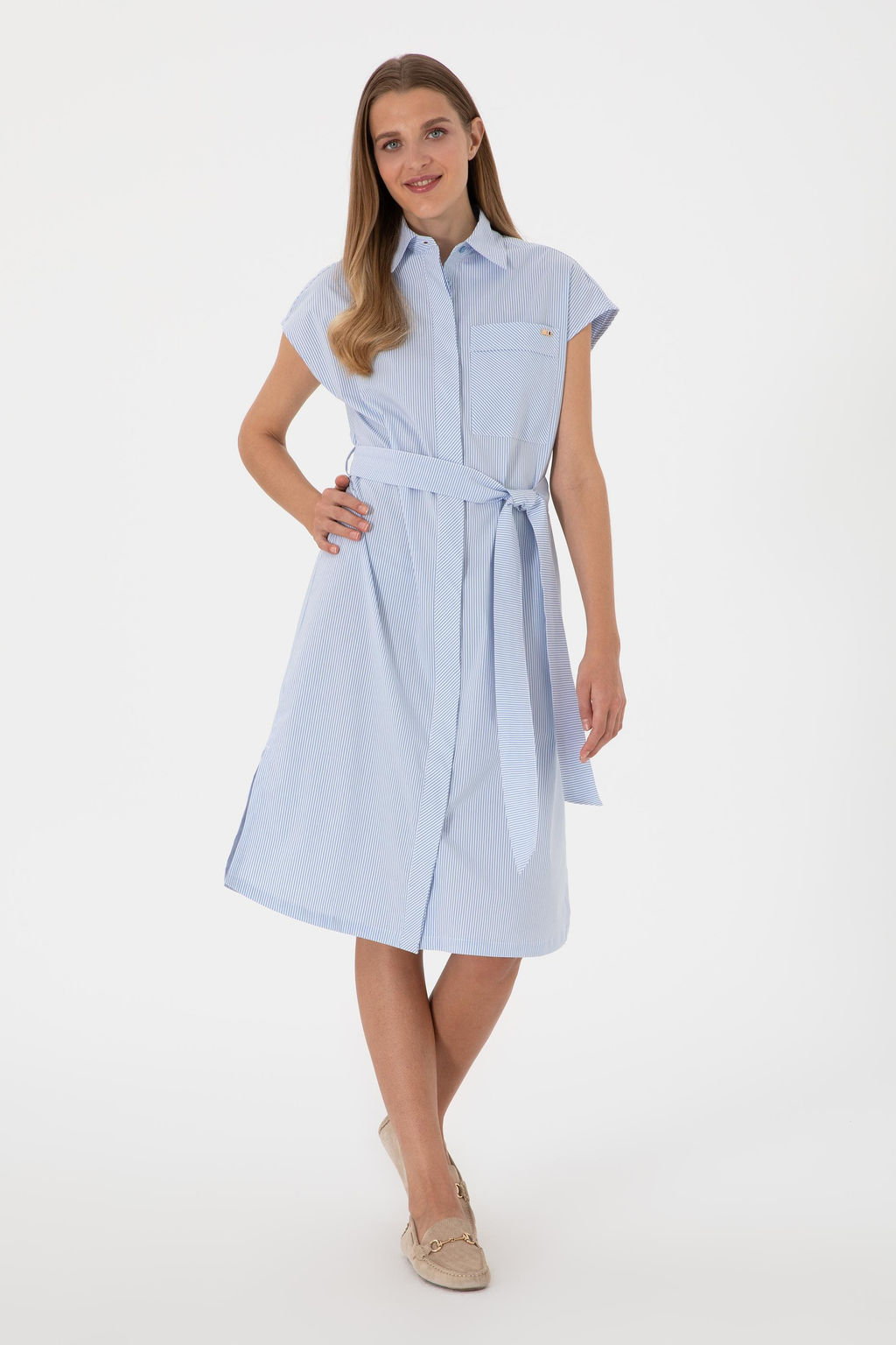 Kad_n Mavi Dokuma Elbise Sepette S_rpriz _ndirim