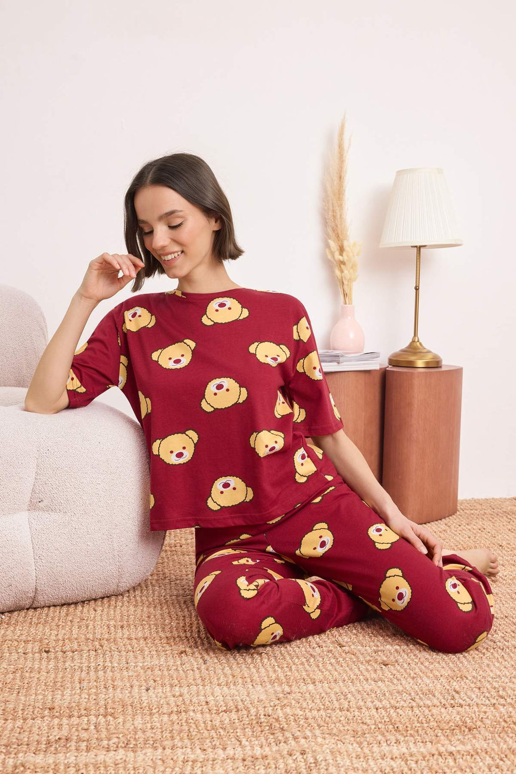 Trendyolmilla Kad?n Couple/Cift Siyah %100 Pamuklu Ay?c?kl? Orme Pijama Tak?m? THMSS21PT0195  фото 15