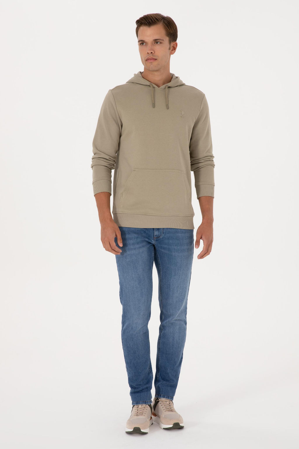Erkek Regular Fit Kapi_onlu A__k Haki Basic Sweatshirt Sepette S_rpriz _ndirim - U.s. polo assn фото 4