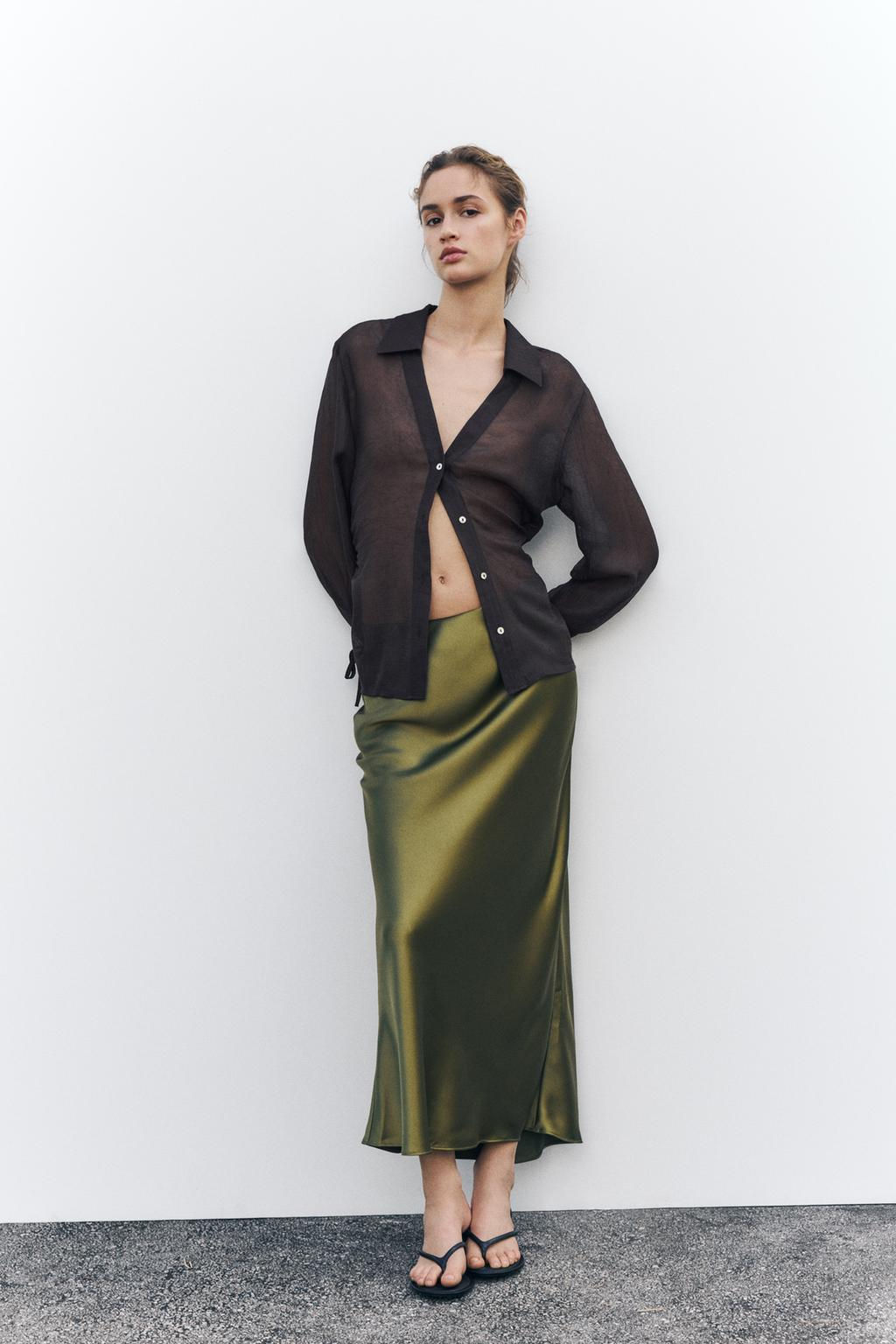SATIN MIDI SKIRT - Zara фото 24