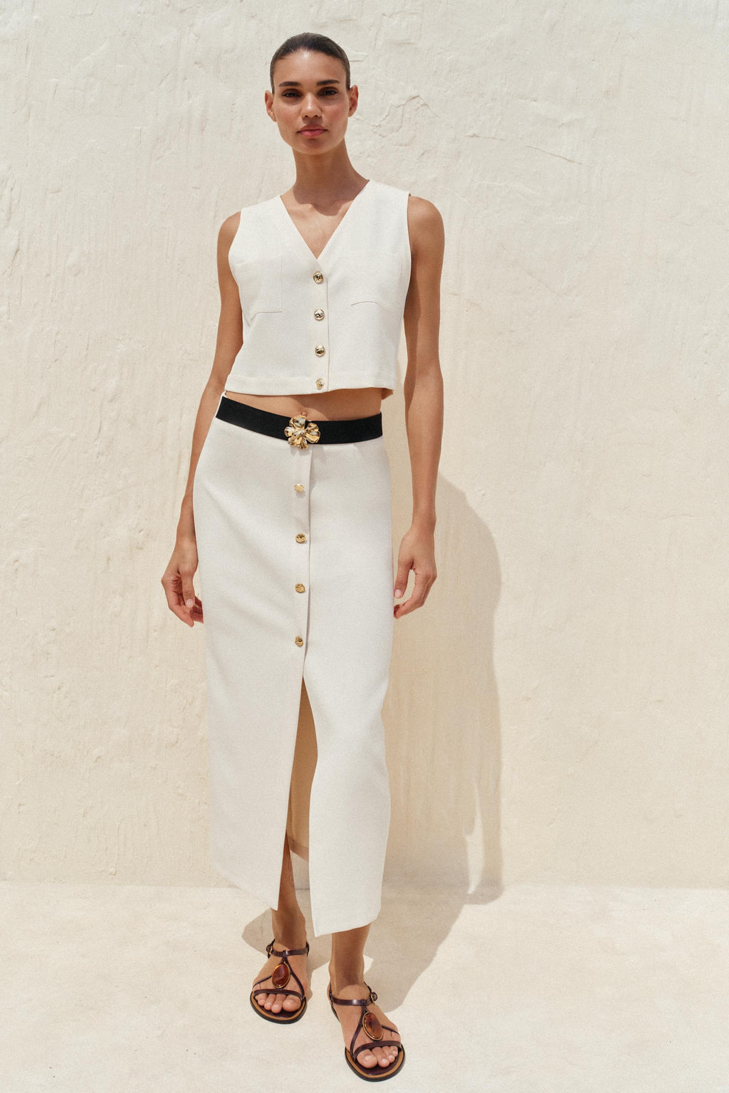 CREPE MIDI SKIRT WITH BELT - Zara фото 9