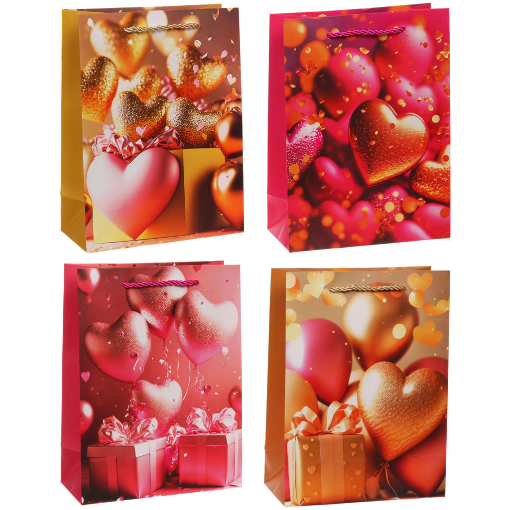 Пакет подарочный "Море сердец" 18*24*8.5 см