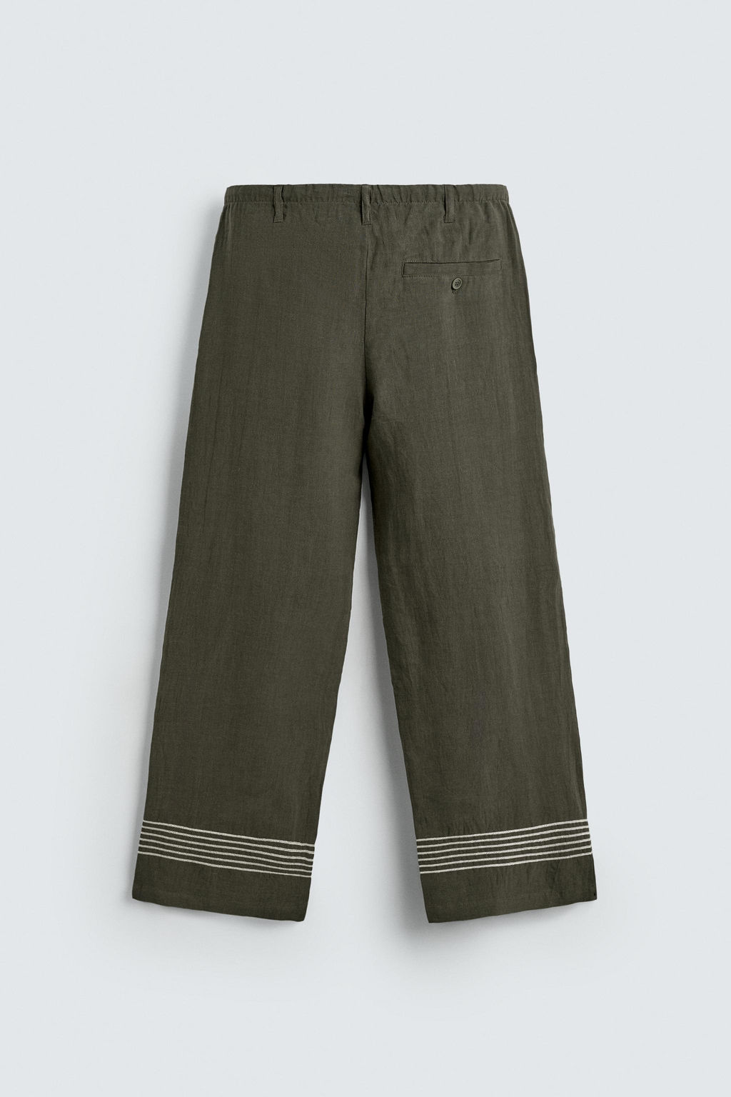 PANTAL?N RELAXED FIT 100% LINO / Khaki oscuro