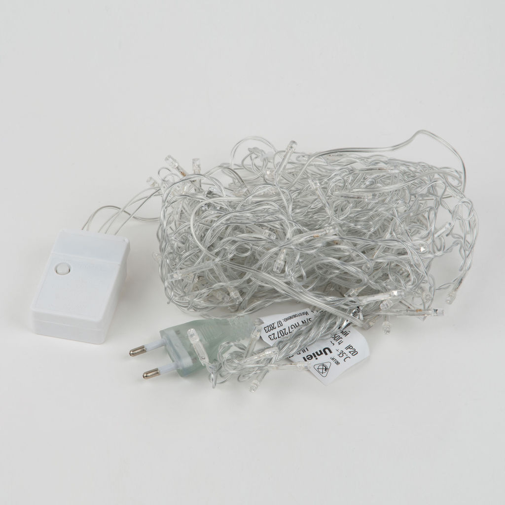 ULD-C1515-100/DTA WARM WHITE IP20 Занавес светодиодный, 1,5х1,5м. 100 светодиодов. Теплый белый свет. Провод прозрачный. TM Uniel - Volpe фото 6