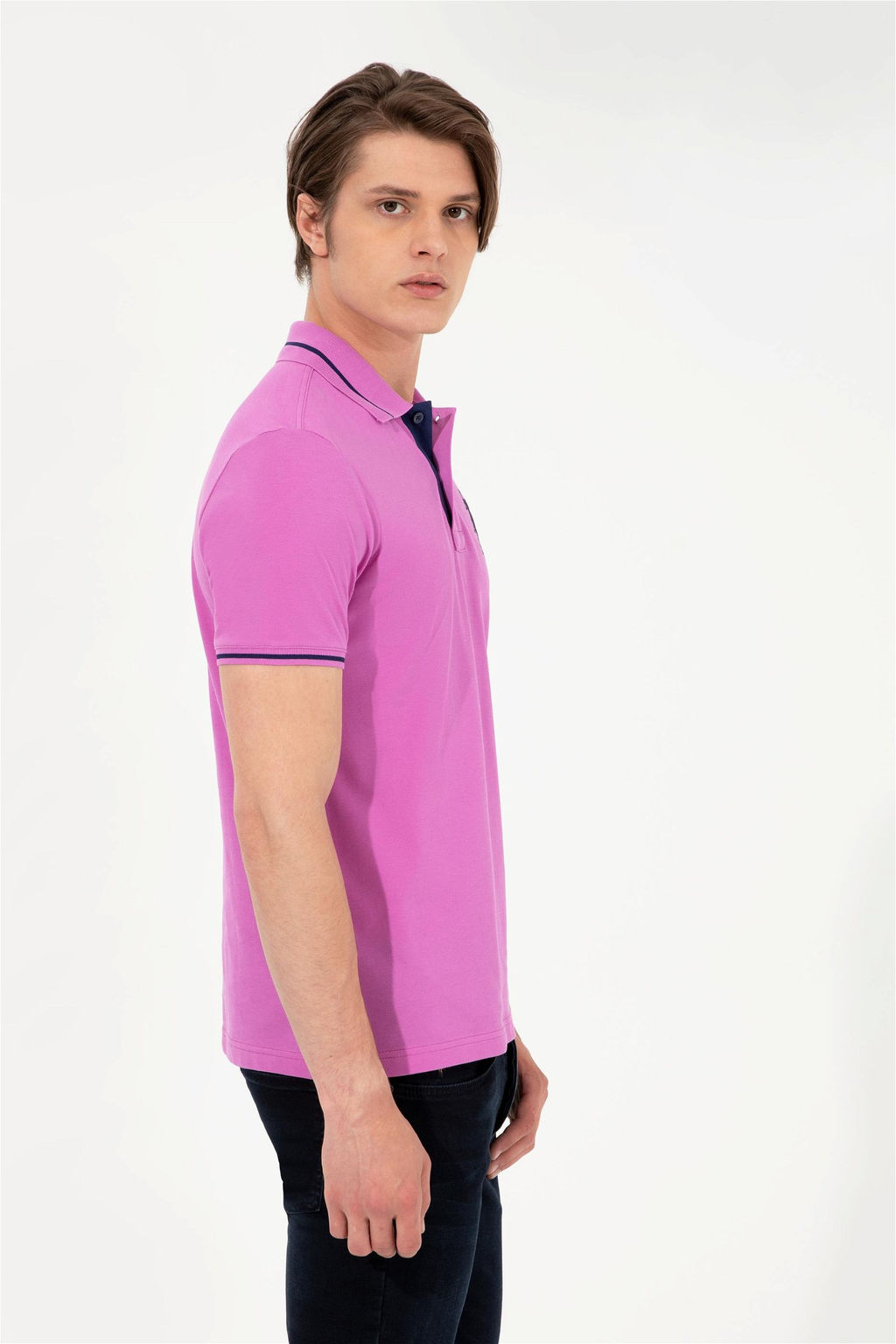 Мужская фиолетовая базовая футболка с воротником-поло Неожиданная скидка в корзине - U.s. polo assn фото 3