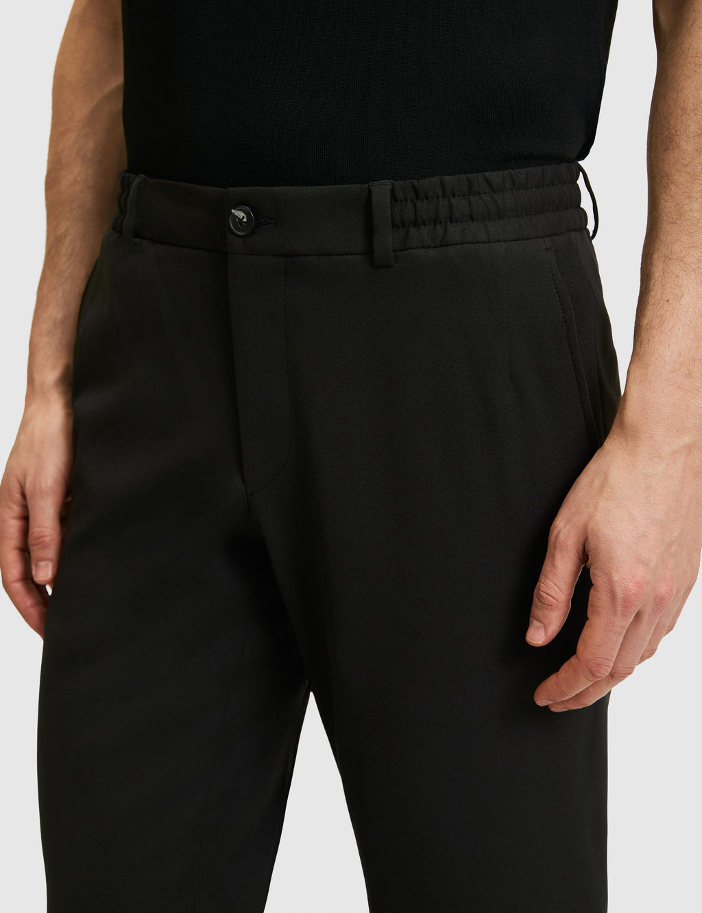 Siyah Slim Fit Beli Lastikli Pantolon