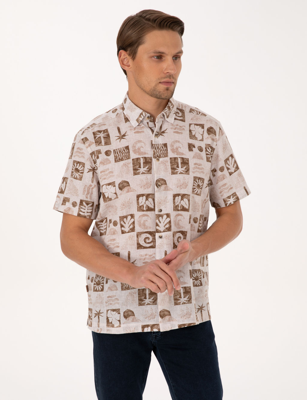 Kahverengi Comfort Fit K_sa Kollu G_mlek