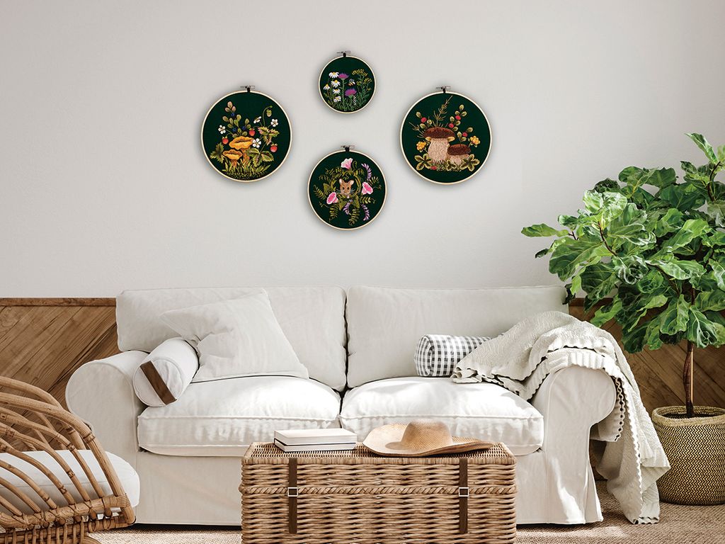 Набор для вышивания PANNA Живая картина JK-2258 Грибы. Белые 20.5 х 20.5 см