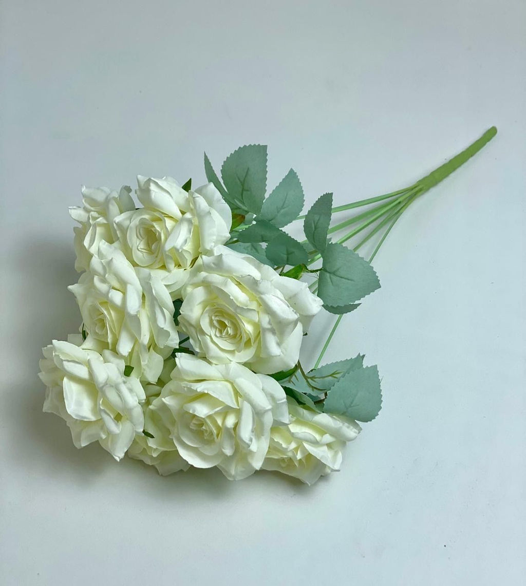 Букет искусственных цветов Buro Розы молочные 9 бутонов высота 50 см  фото 2