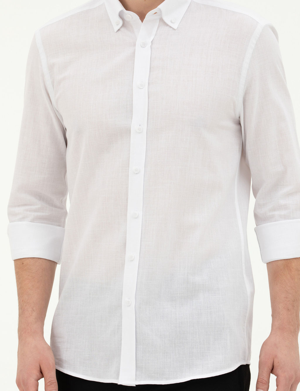 Beyaz Slim Fit Uzun Kollu G_mlek