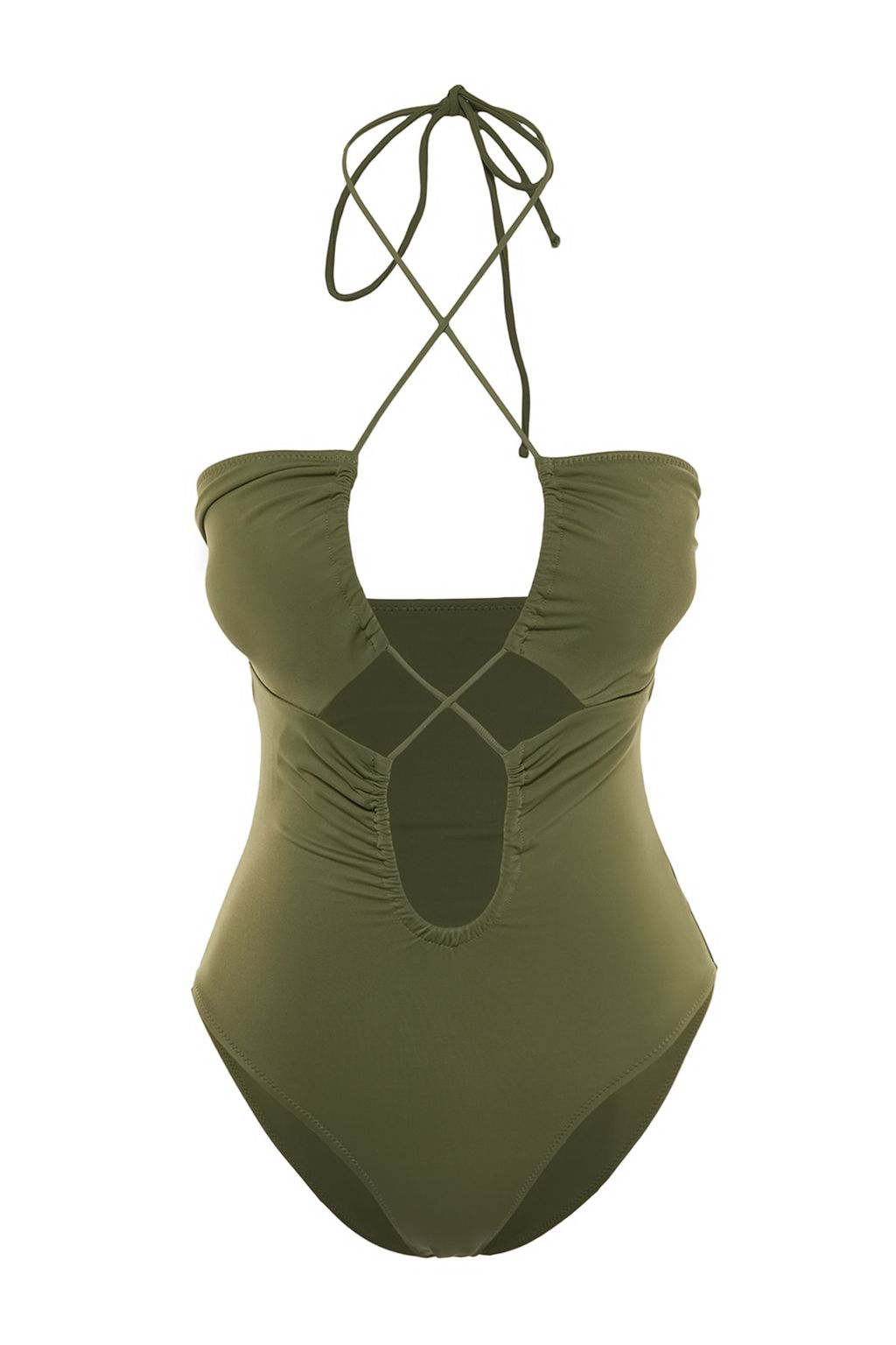 Haki Straplez Cut Out/Pencereli Normal Paca Mayo TBESS23MA00023