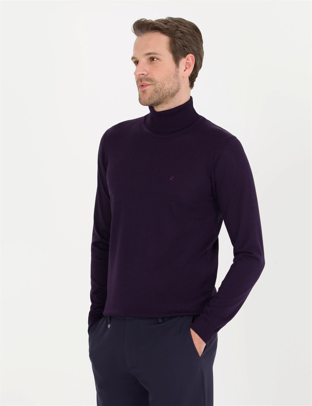 Mor Slim Fit Bal_k__ Yaka Y_n Kar___ml_ Basic Triko Kazak - Pierre cardin фото 2