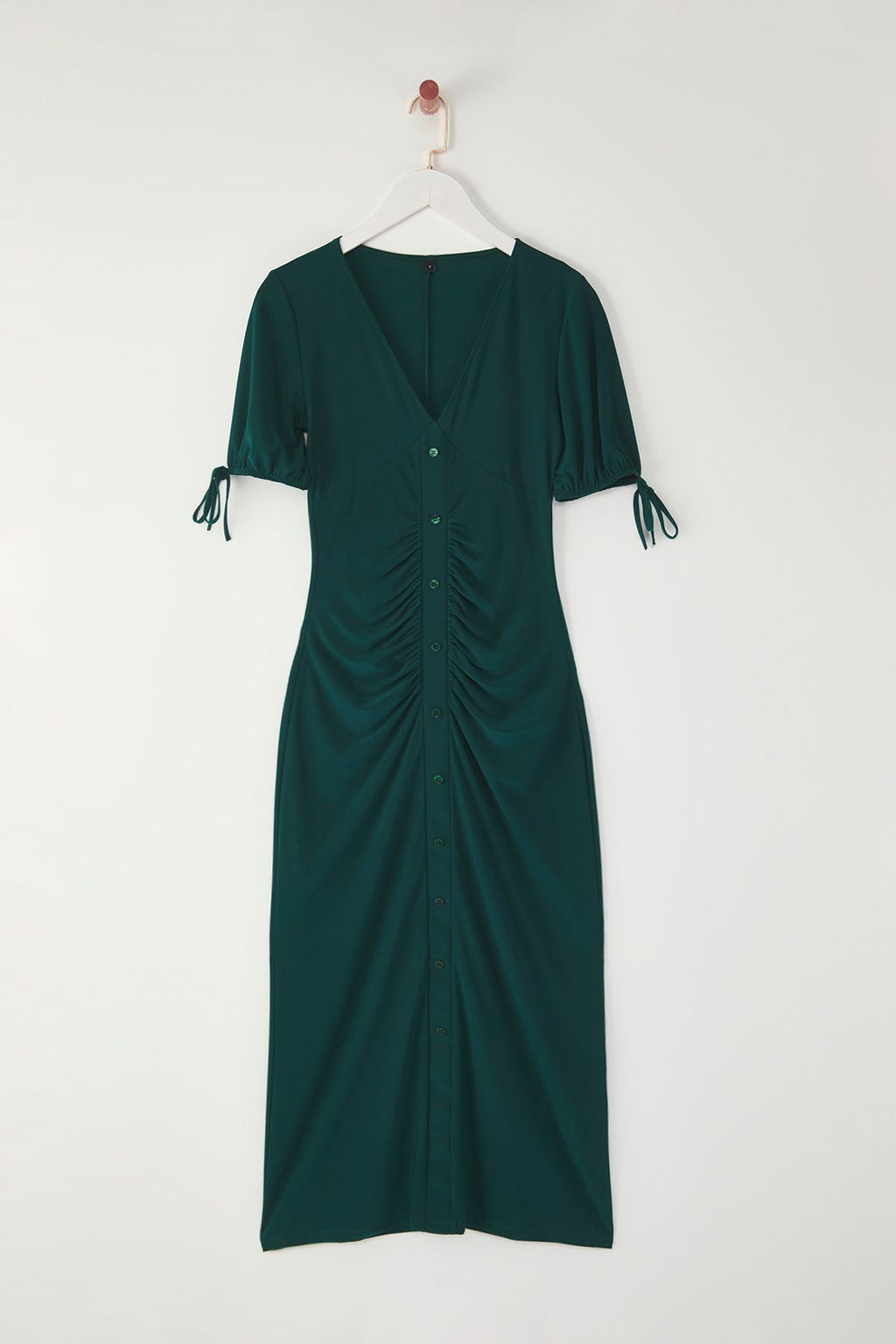 Siyah V Yaka Dugme Detayl? Buzgulu Skater/Belden Ac?lan Esnek Midi Orme Elbise TWOSS25EL00538 - Trendyolmilla фото 9