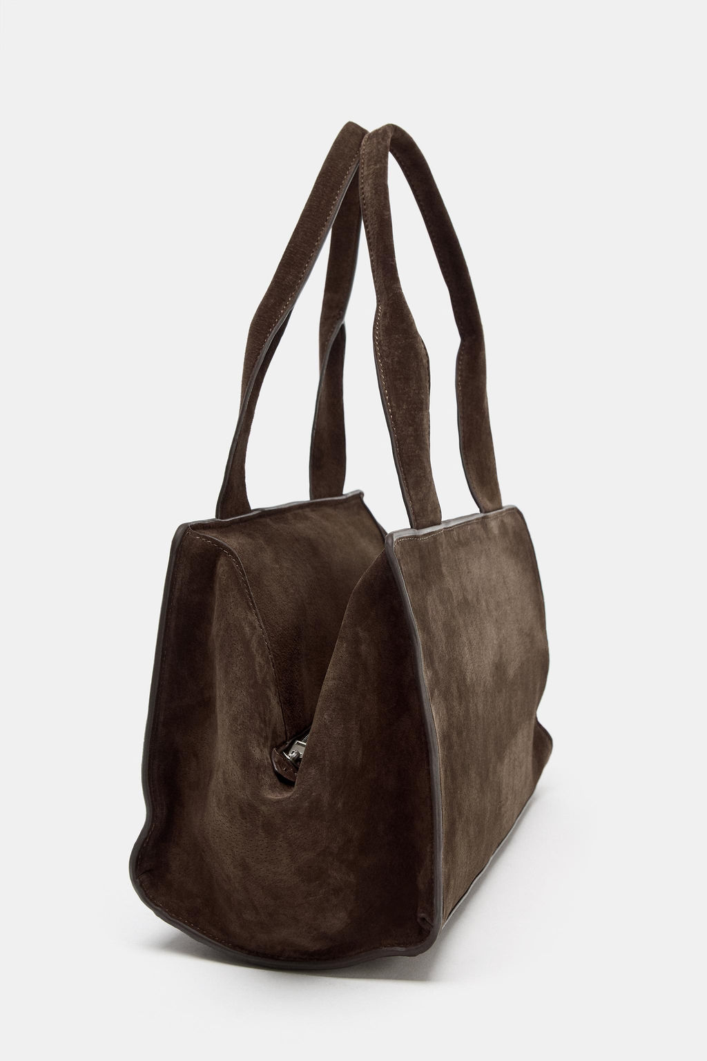 DOUBLE HANDLE SPLIT SUEDE LEATHER BAG - Zara фото 6