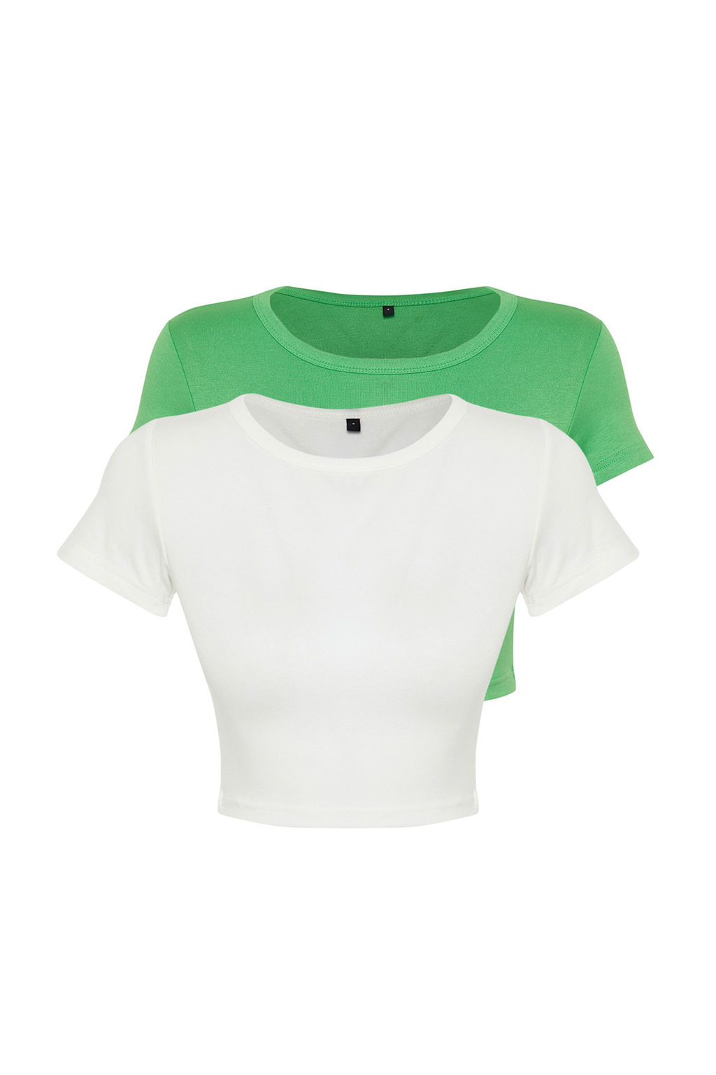 Trendyolmilla Premium Siyah-Ekru 2li Paket Crop Viskoz/Yumusak Kumas Esnek Orme Bluz TWOSS23BZ00108  фото 48