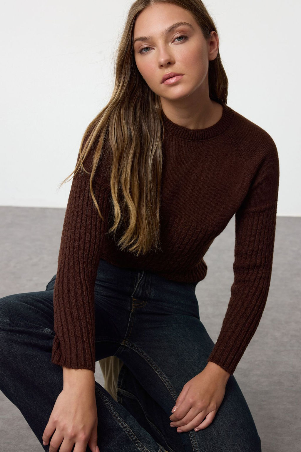 Tas Yumusak Dokulu Orgu Detayl? Triko Kazak TWOAW25KZ00191 - Trendyolmilla фото 7