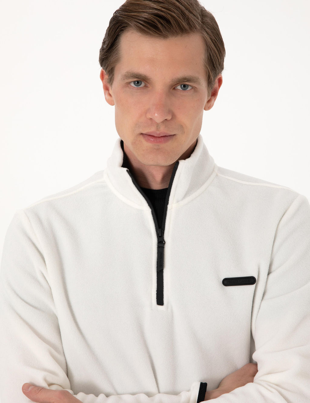 Beyaz Regular Fit Yar_m Fermuarl_ Polar Sweatshirt - Pierre cardin фото 2