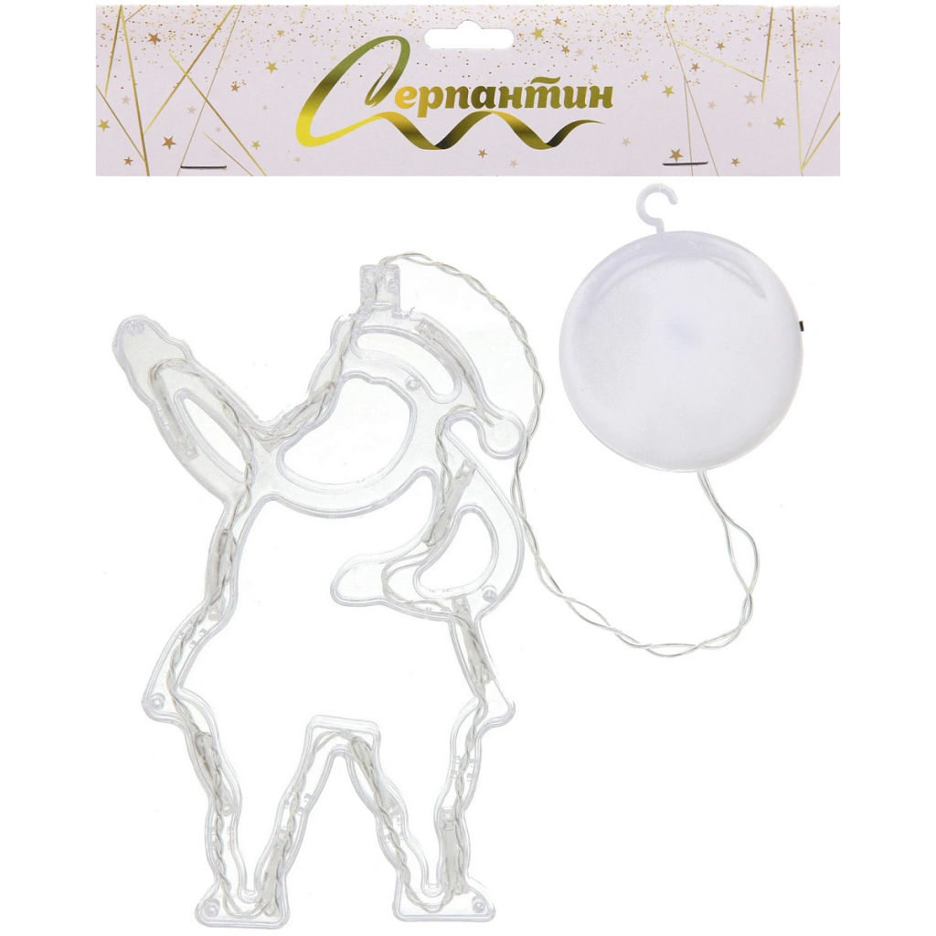 Фигура светодиодная "Дед Мороз" 11х18 см (батарейки 3 ААА), 1 реж., Теплый белый