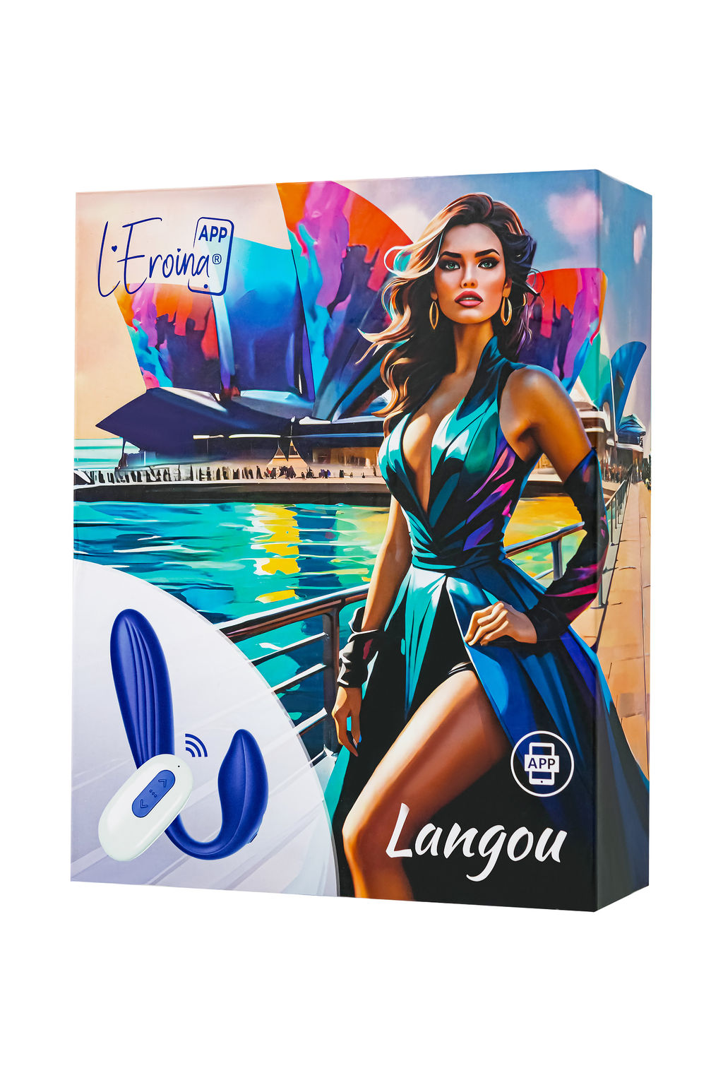 Вибратор для пар LEroina APP LANGOU с управлением от приложения и пульта, силикон, синий, 16,5 см
