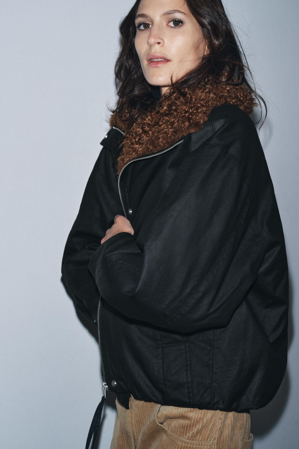 FAUX SHEARLING BOMBER JACKET ZW COLLECTION - Zara фото 2