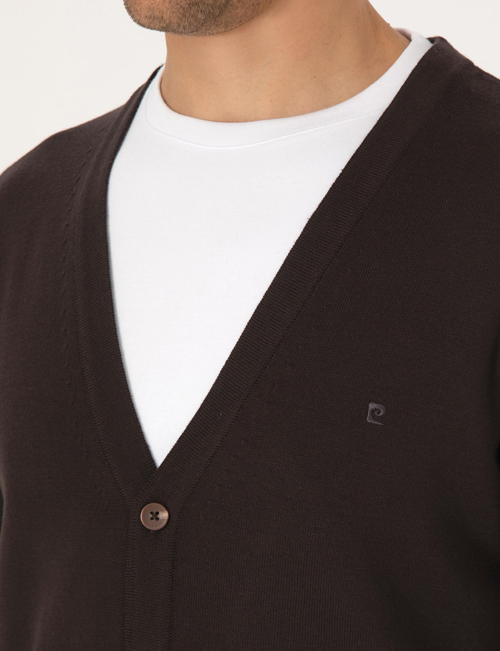 Koyu Kahverengi Slim Fit Basic D__meli Triko H_rka - Pierre cardin фото 7