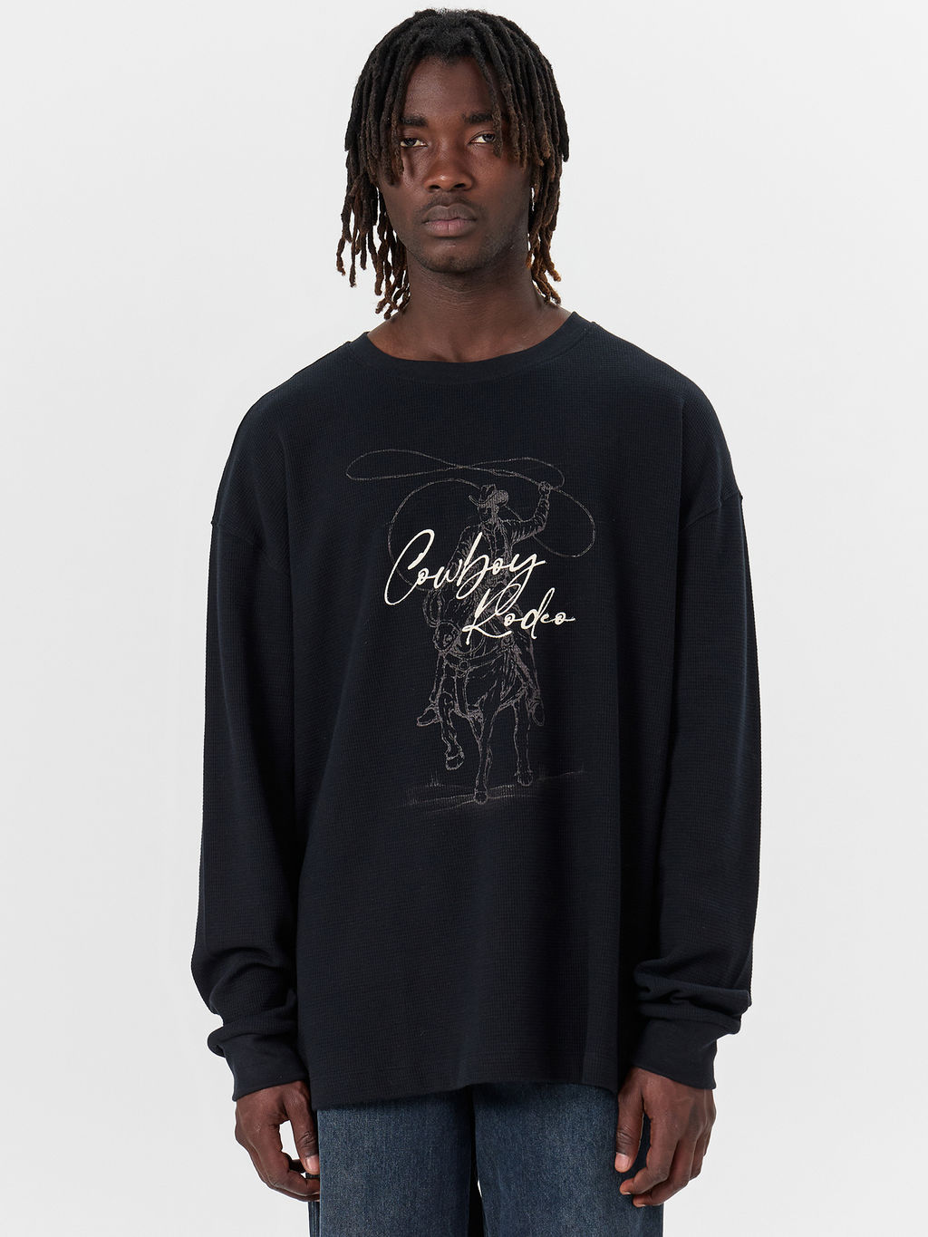 Лонгслив мужской черный с надписью Cowboy Rodeo
