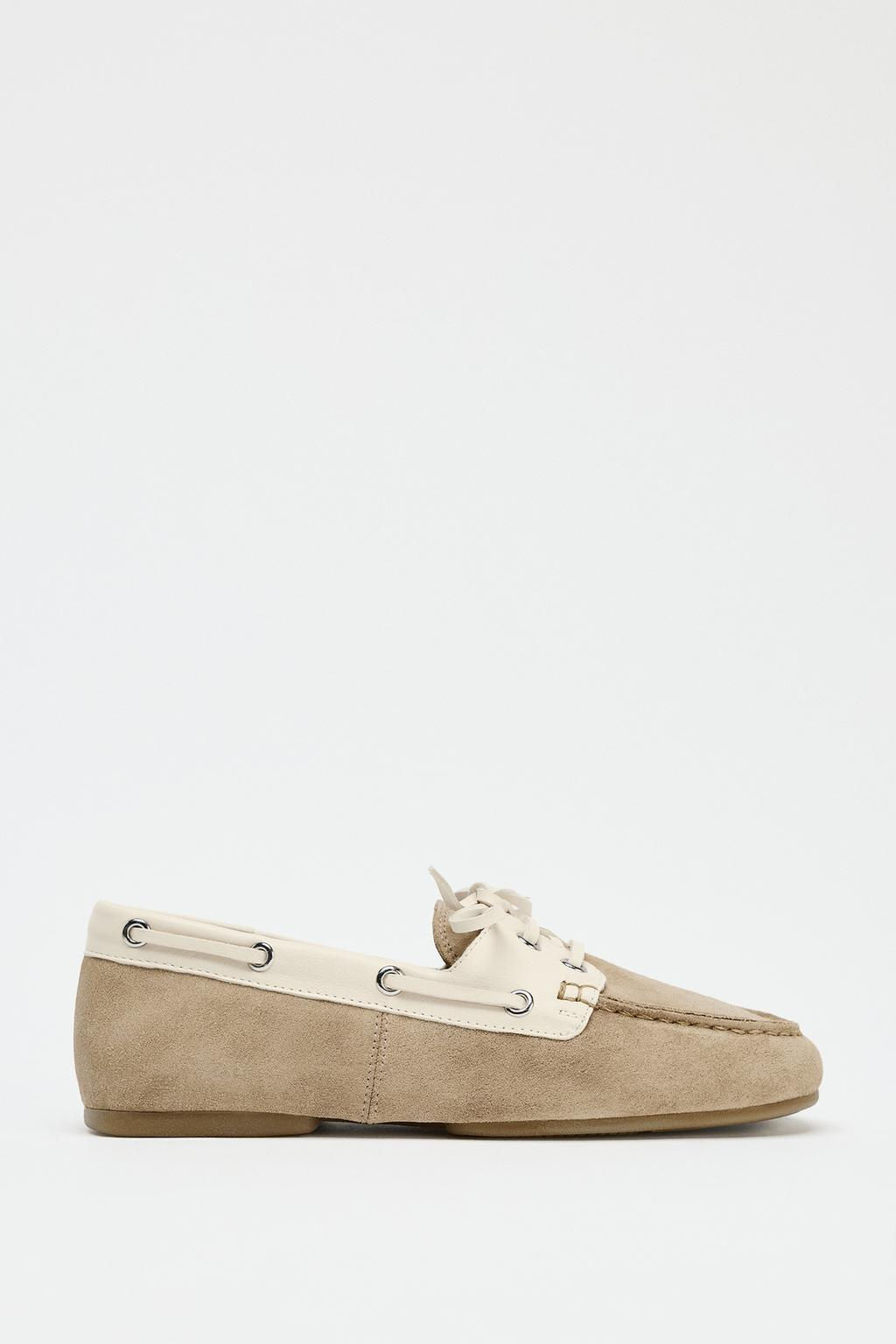 CONTRAST SUEDE LACE-UP LOAFERS - Zara фото 2