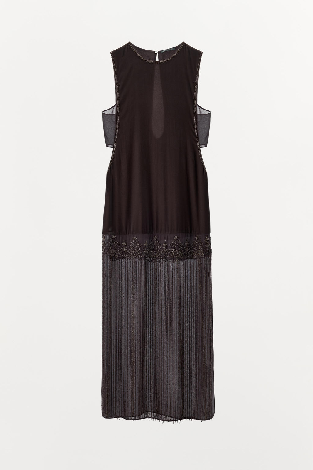 COMBINED VELVET BEADED FRINGED DRESS - Zara фото 4