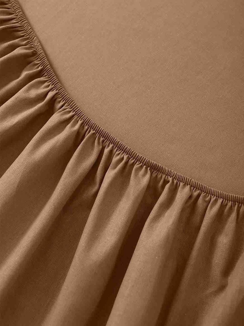 Простыня на резинке из поплина гладкокрашеного - Горький шоколад 160х200х25