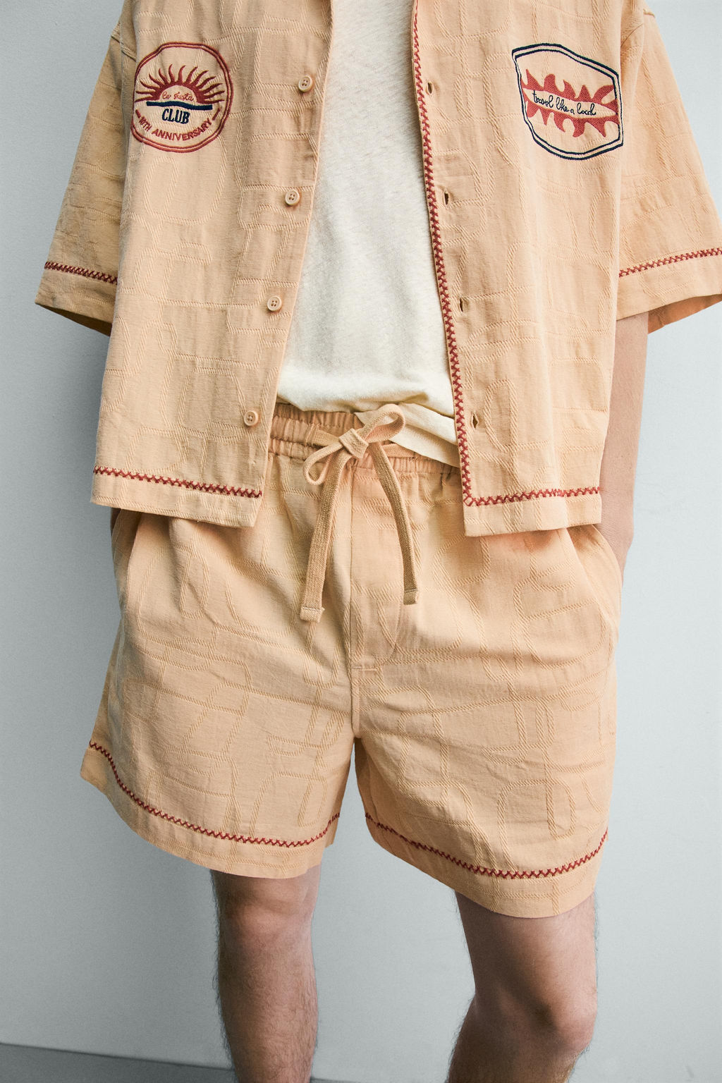 SHORTS RELAXED FIT JACQUARD BORDADOS / Arena - Zara фото 5