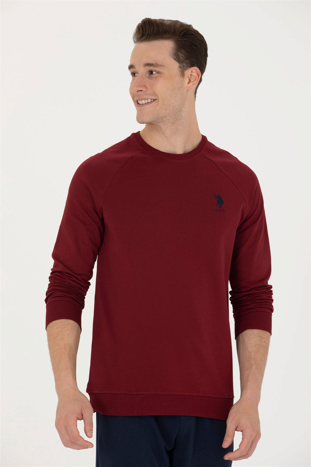 U. S. Polo Assn / Мужской бордово-красный базовый свитшот - U.s. polo assn фото 3