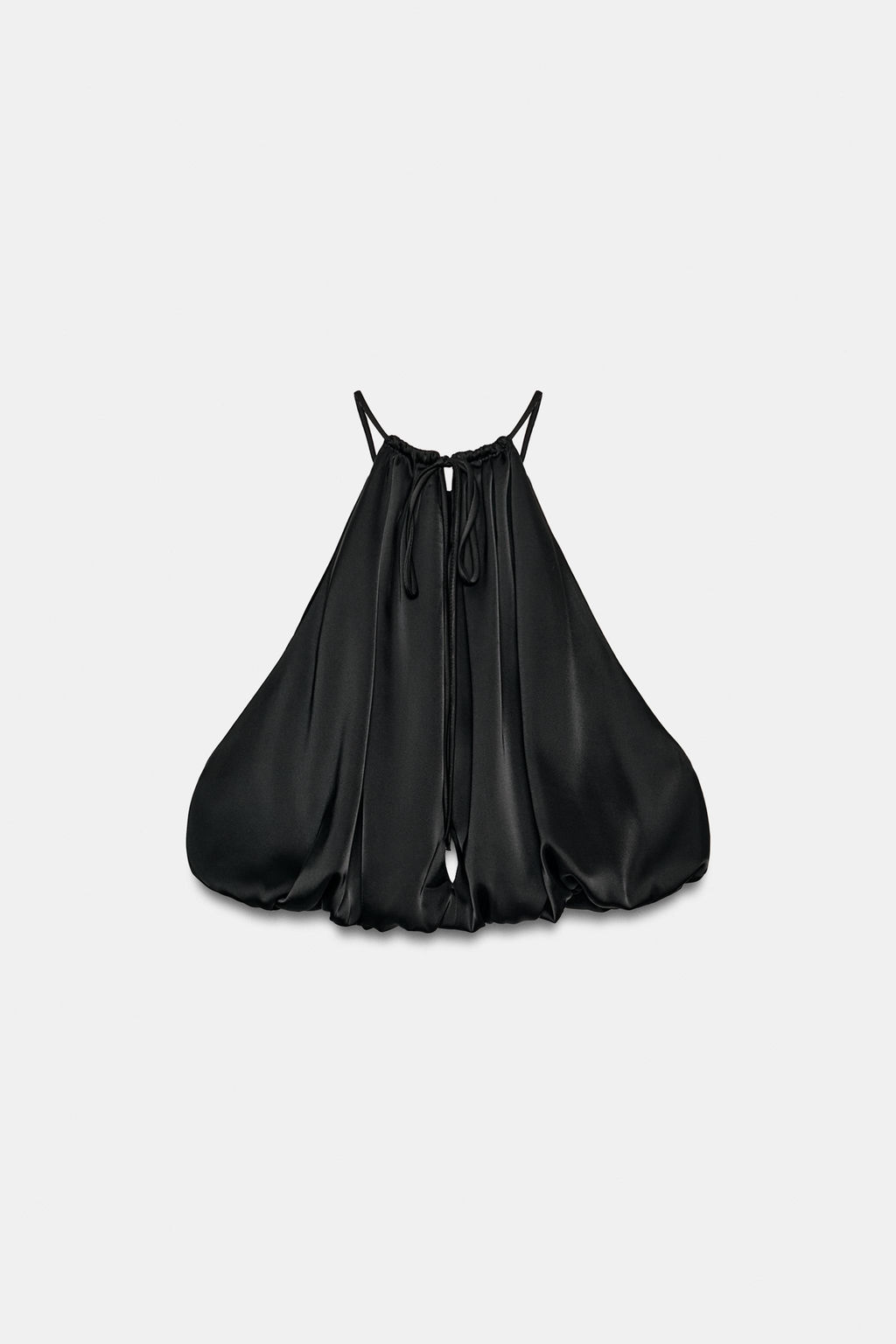 TOP CROP SATINADO GLOBO / Negro - Zara фото 7