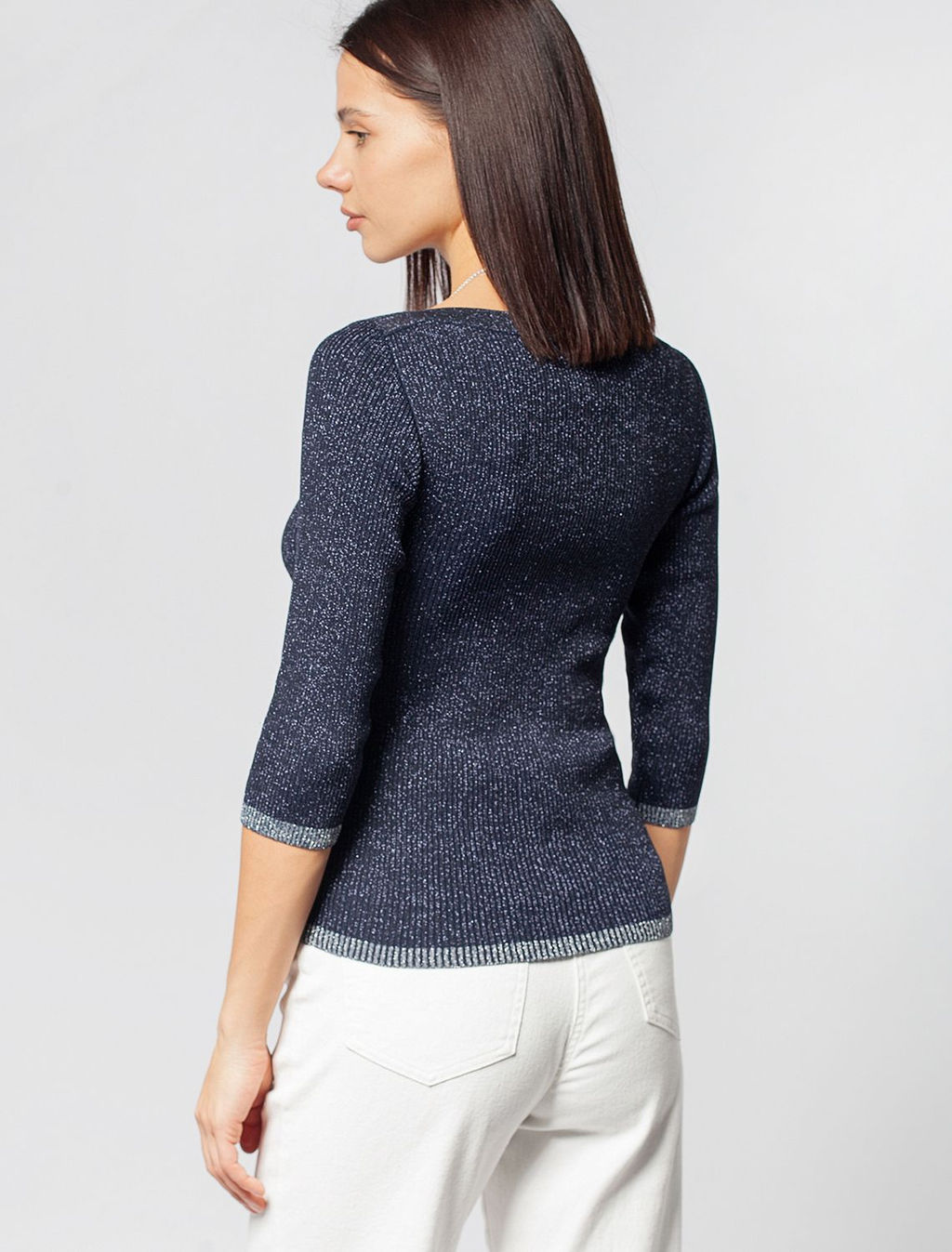 VILATTE / Джемпер фактурной вязки из вискозы с мягким люрексом фото 4