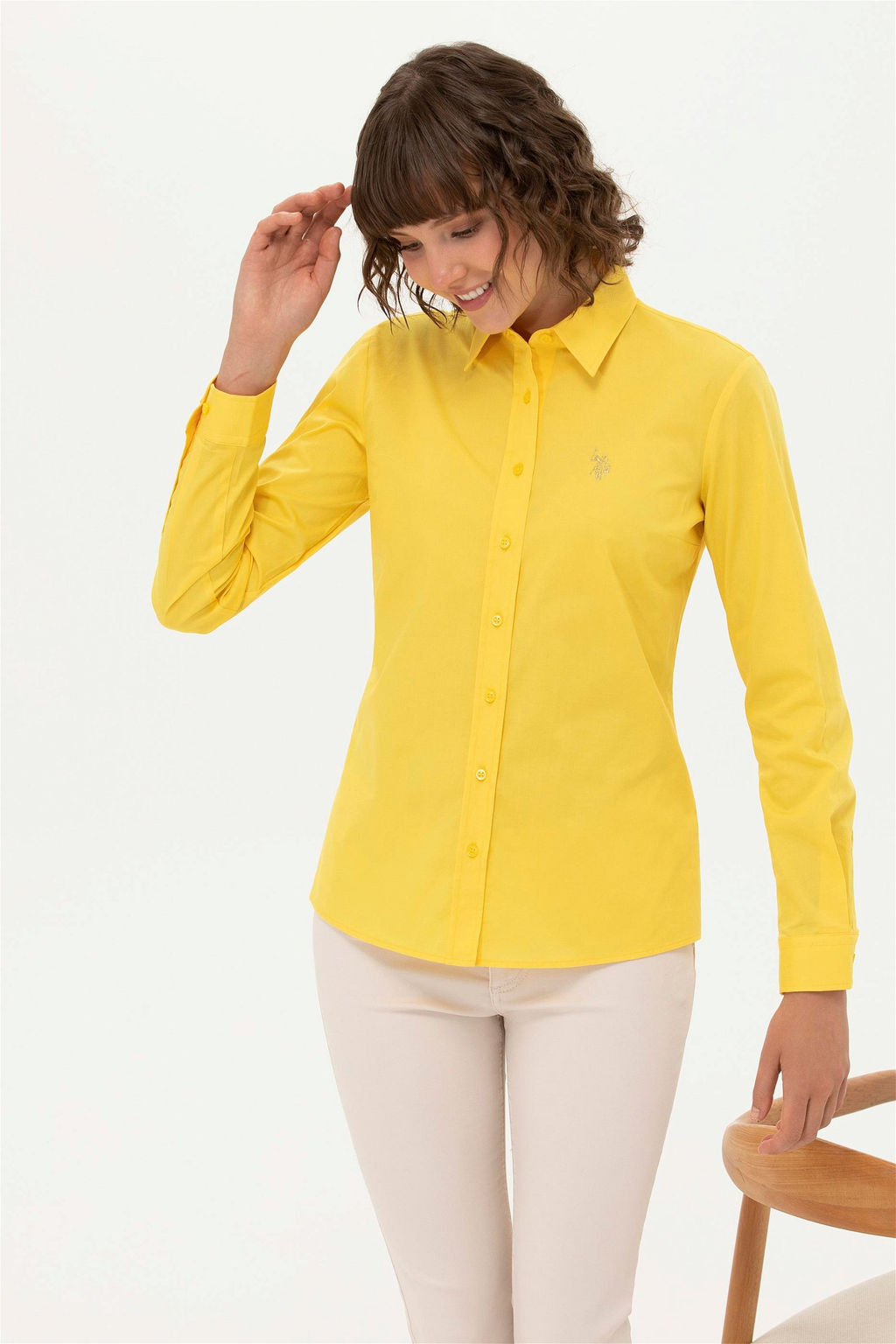 U. S. Polo Assn Женская желтая базовая рубашка с длинным рукавом - U.s. polo assn фото 2