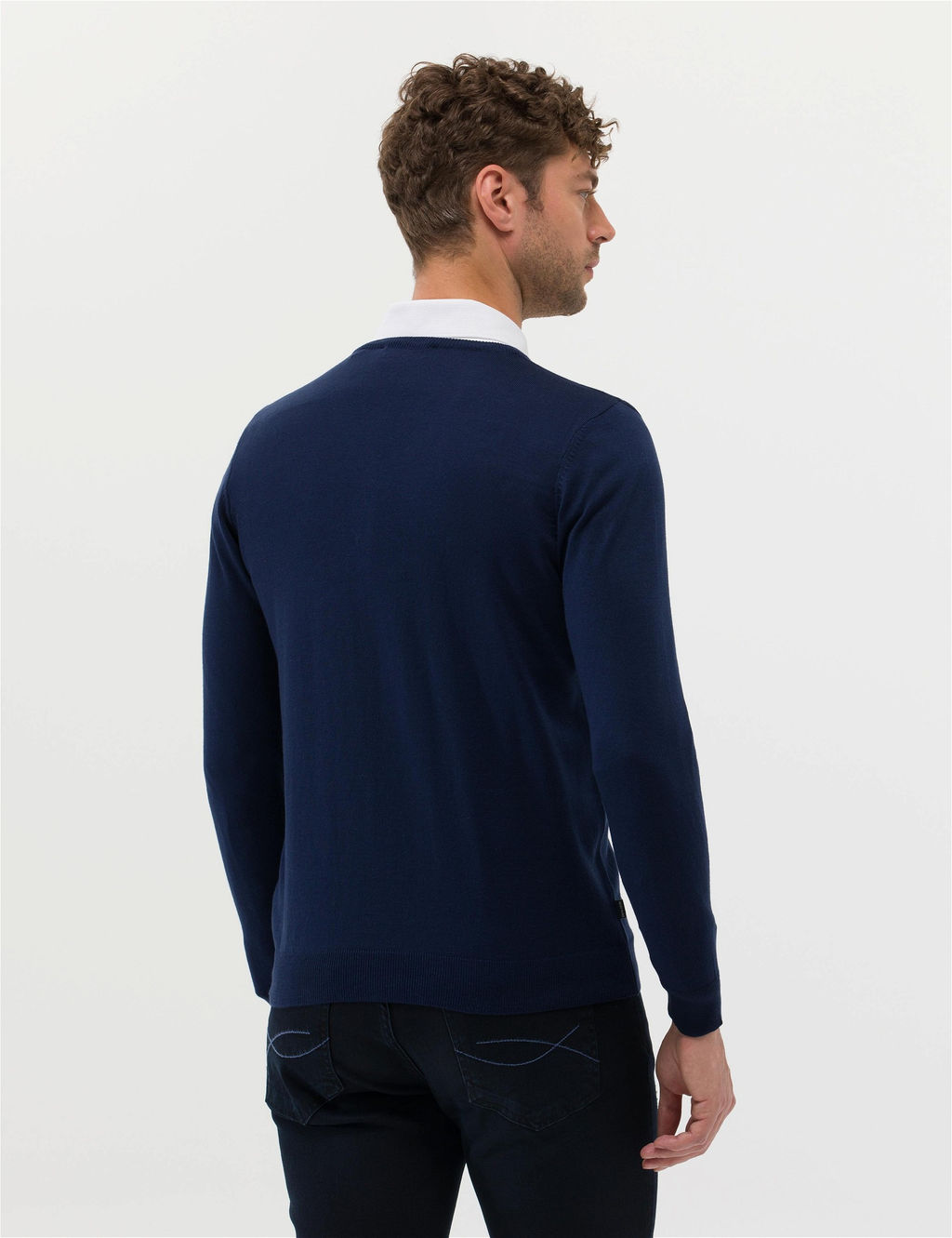 A__k Lacivert Slim Fit V Yaka Basic Triko Kazak - Pierre cardin фото 5