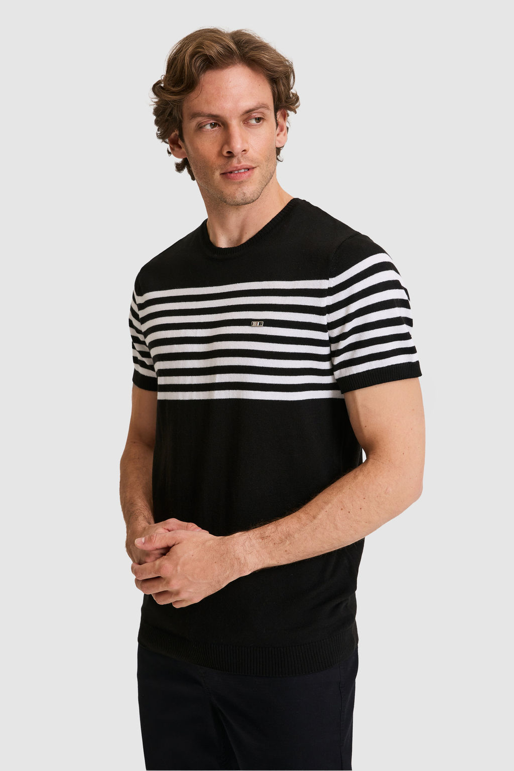 Erkek Slim Fit Bisiklet Yaka Siyah Triko TiЕГrt - U.s. polo assn фото 3