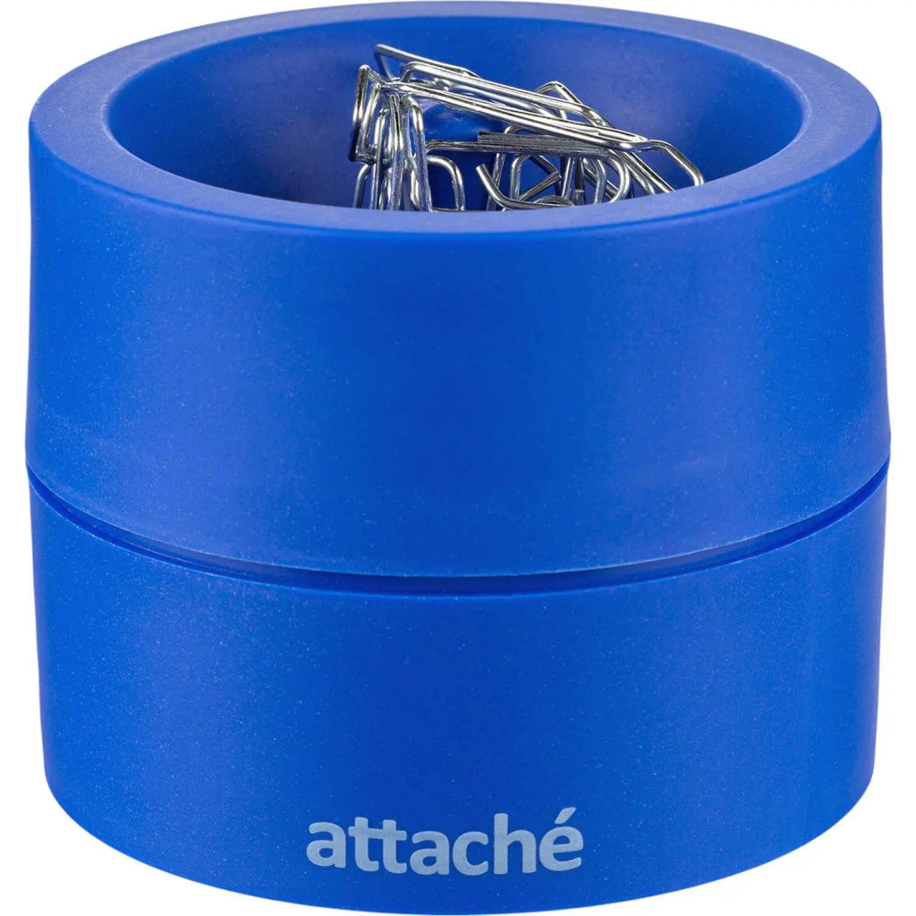 Скрепочница магнитная Attache, груглая, цвет синий  фото 2