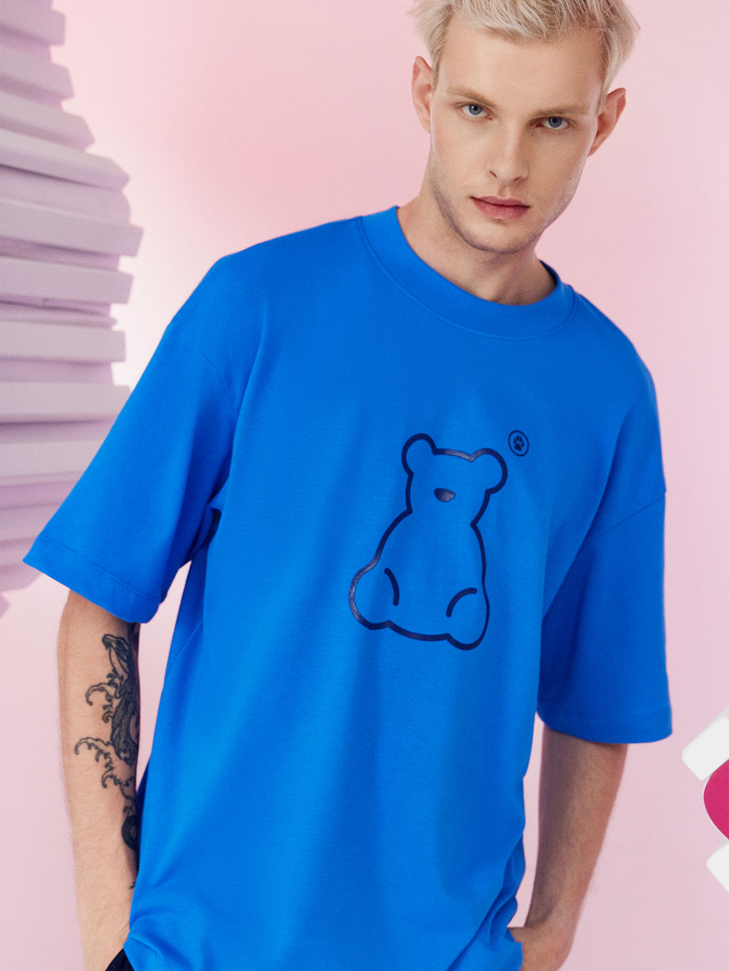 Футболка мужская ярко-голубая с печатью я.голубой +печать 111883