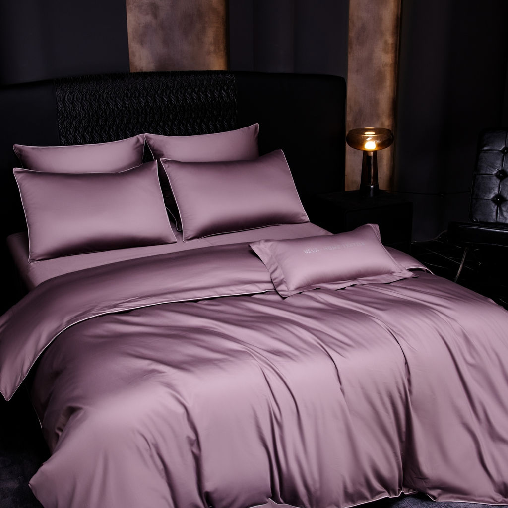 Комплект постельного белья Однотонный Сатин Премиум на резинке OCPR008 2 спальный 4 Наволочки
