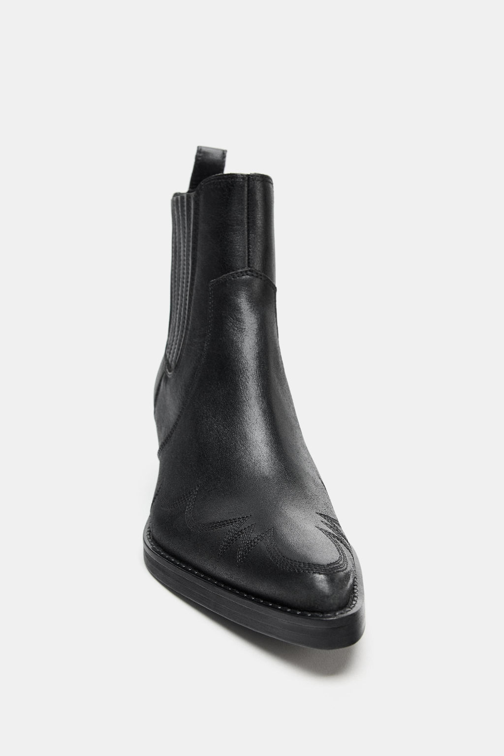 LEATHER COWBOY ANKLE BOOTS WITH TOPSTITCHING - Zara фото 5