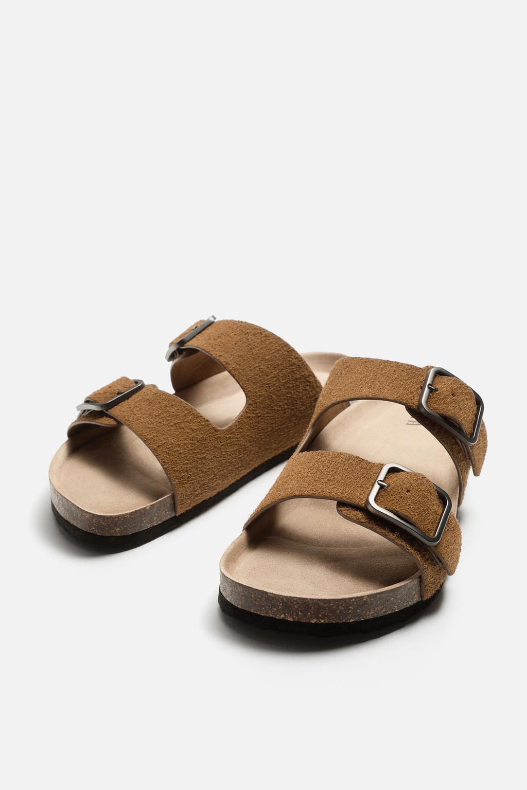 DOUBLE BUCKLE LEATHER SANDALS - Zara фото 10